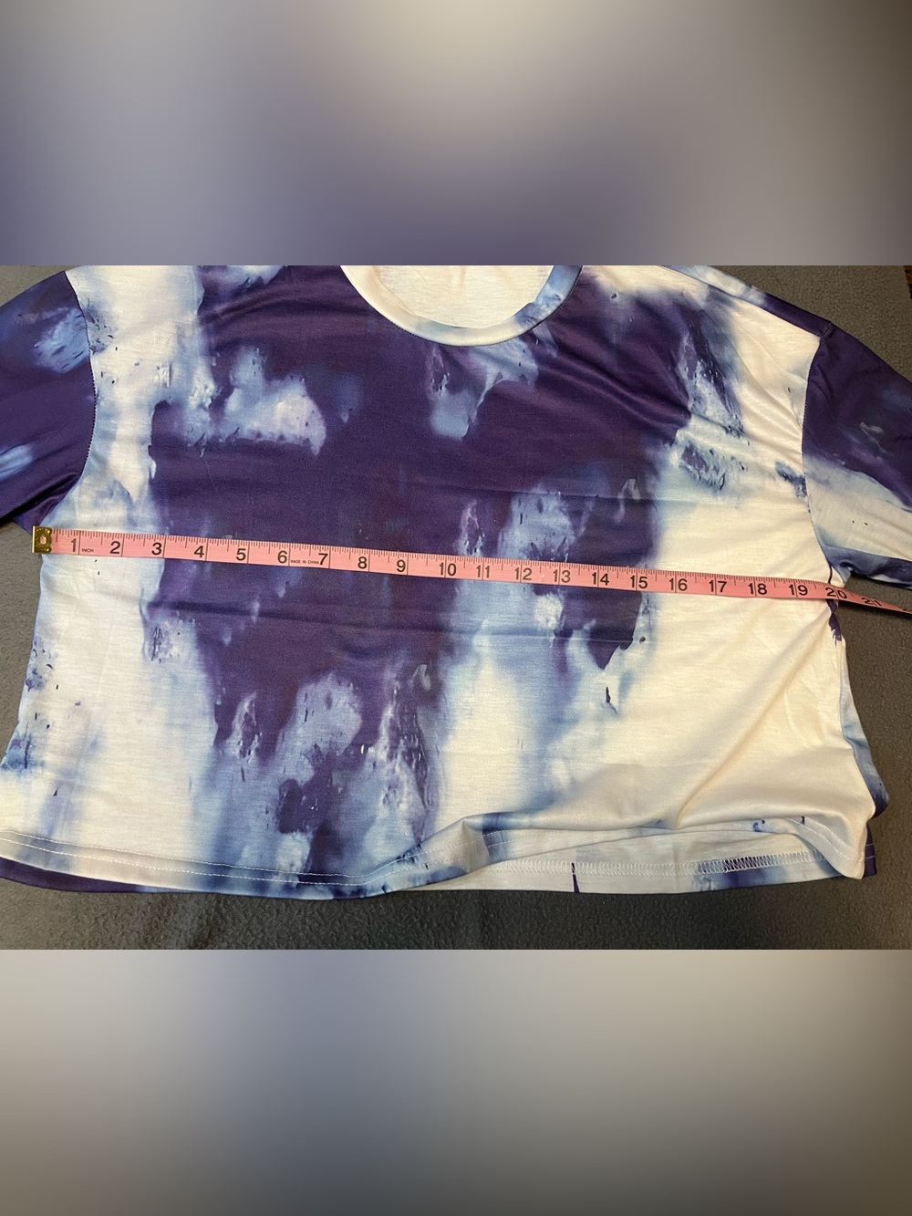 Women’s Large Tie-Dye short Sleeve Cropped Top - Blue & White
